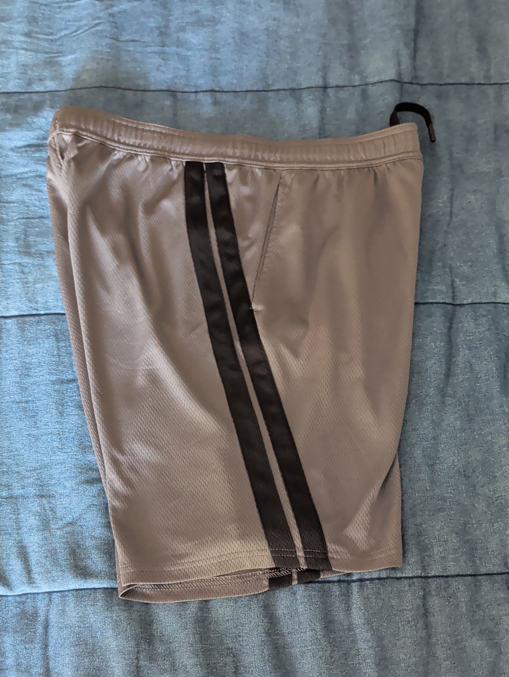 Men's Athletic Shorts in Gray with Black Stripe Mens Medium
